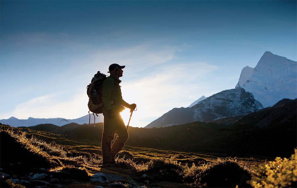 Hiker in a mountain landscape
